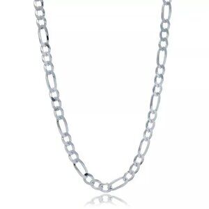 NWT Titanium Steel UNISEX Figaro Chain Necklace 6mm wide 20in long